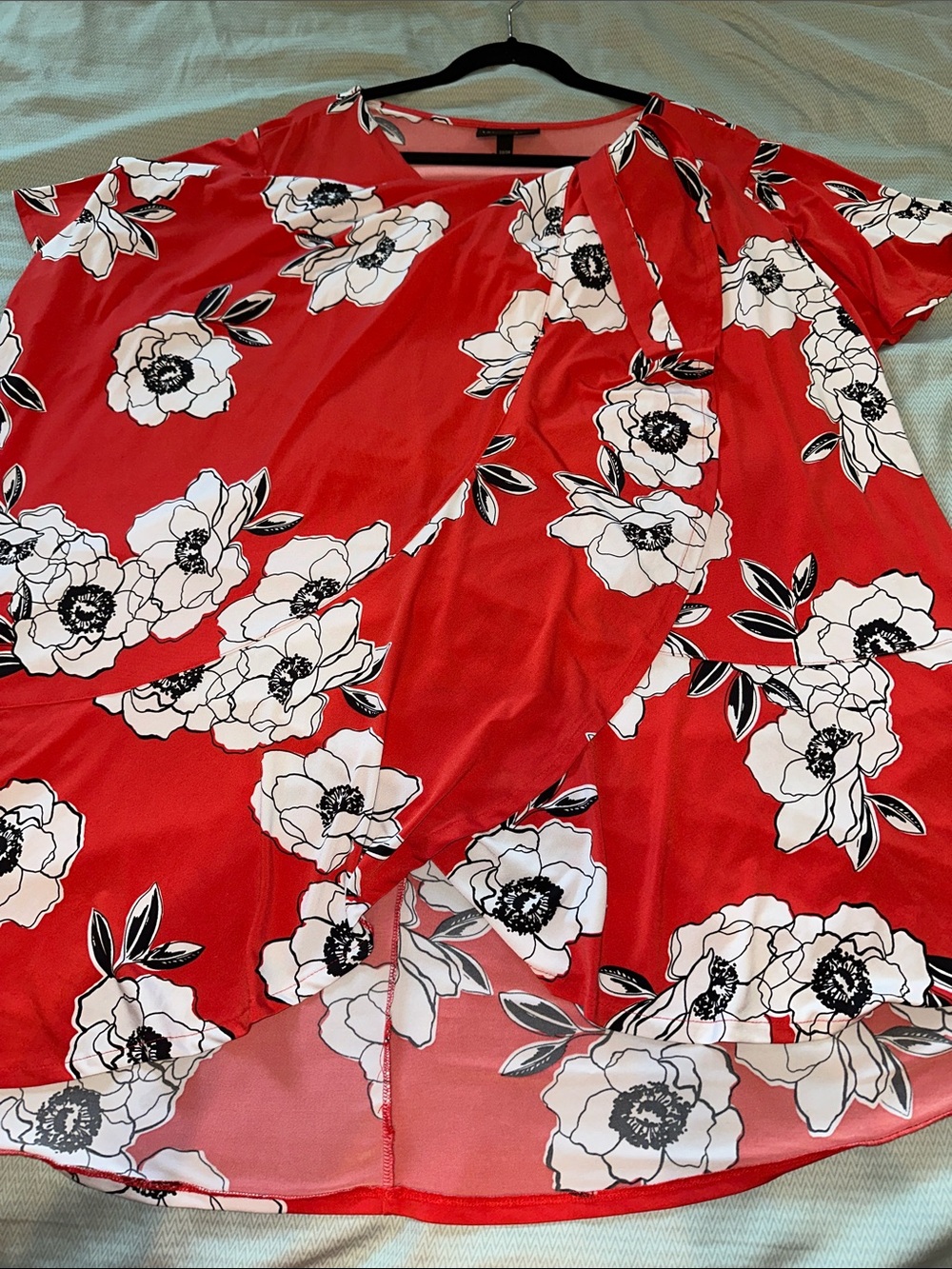 Lane Bryant Red Floral Wrap Midi Dress - Picture 6 of 7